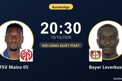 TRỰC TIẾPTrực tiếp FSV Mainz 05 vs Bayer Leverkusen: Đội hình xuất phát