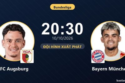 TRỰC TIẾPTrực tiếp FC Augsburg vs Bayern München: Đội hình xuất phát