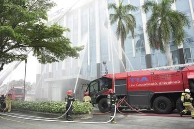 Công an TPHCM:  Thực tập phương án chữa cháy, cứu nạn, cứu hộ tại Công ty Cổ phần dịch vụ hàng hóa Sài Gòn