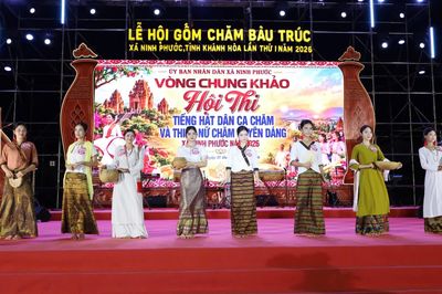 Vòng chung khảo Hội thi Tiếng hát dân ca Chăm và Thiếu nữ Chăm duyên dáng xã Ninh Phước năm 2026