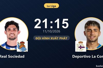 TRỰC TIẾPTrực tiếp Real Sociedad vs Deportivo La Coruna: Đội hình xuất phát