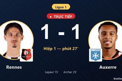 TRỰC TIẾPTrực tiếp Rennes vs Auxerre: Auxerre gỡ hòa 1-1