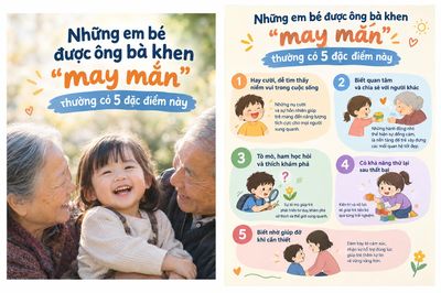 Những em bé được ông bà khen 'may mắn' thường có 5 đặc điểm này