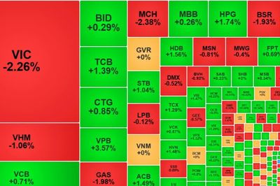 VN-Index giảm vì nhóm trụ, thanh khoản HoSE xuống thấp