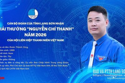 Lạng Sơn có 1 cán bộ đoàn nhận Giải thưởng Nguyễn Chí Thanh năm 2026