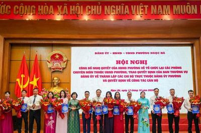 Phường Ngọc Hà kiện toàn tổ chức bộ máy, công bố các quyết định về công tác cán bộ