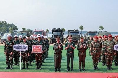 Bộ trưởng Bộ Quốc phòng ba nước Việt Nam - Lào - Campuchia dự diễn tập phòng thủ dân sự năm 2026