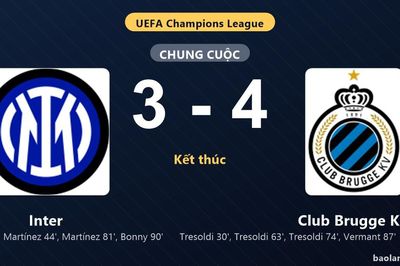 Thống kê trận đấu Inter 3-4 Club Brugge KV: Romeo Vermant tỏa sáng, Club Brugge KV giành trọn 3 điểm