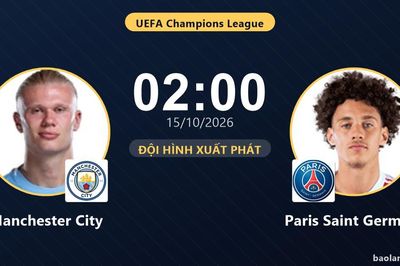 TRỰC TIẾPTrực tiếp Manchester City vs Paris Saint Germain: Đội hình xuất phát
