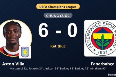 Hủy diệt Fenerbahçe sáu bàn không gỡ, Aston Villa bứt phá trên bảng xếp hạng Champions League