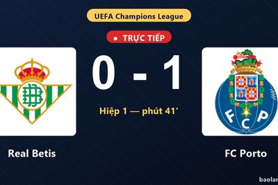TRỰC TIẾPTrực tiếp Real Betis vs FC Porto: FC Porto dẫn 1-0
