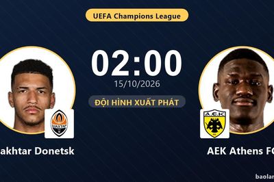 TRỰC TIẾPTrực tiếp Shakhtar Donetsk vs AEK Athens FC: Trận đấu đang diễn ra