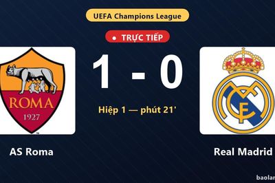 TRỰC TIẾPTrực tiếp AS Roma vs Real Madrid: AS Roma mở tỷ số