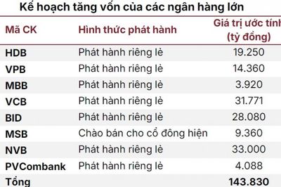 8 ngân hàng dồn dập muốn chào bán cổ phiếu quy mô 144.000 tỷ đồng, áp lực tăng vốn chưa hạ nhiệt