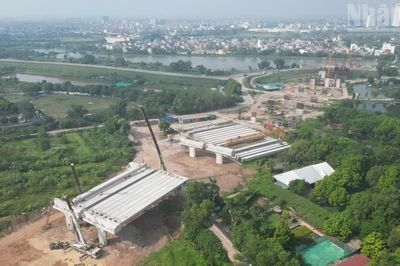 [Ảnh] Cầu Ngọc Hồi tăng tốc thi công, hướng tới thông xe kỹ thuật trước APEC 2027