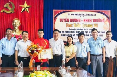Thăng An khen thưởng VĐV giành HCV Võ cổ truyền thế giới năm 2026