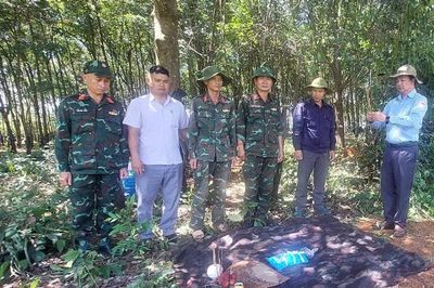 Tìm thấy hài cốt liệt sĩ Nguyễn Thanh Trì cùng tấm bia nhôm ghi ngày hy sinh