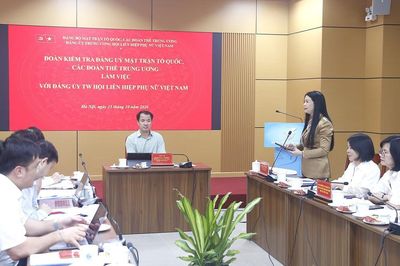 Đoàn Kiểm tra Đảng ủy Mặt trận Tổ quốc, các đoàn thể TW làm việc với Ban Thường vụ Đảng ủy TW Hội LHPN Việt Nam