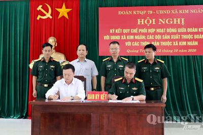 Ký kết quy chế phối hợp giữa Đoàn Kinh tế quốc phòng 79 và UBND xã Kim Ngân