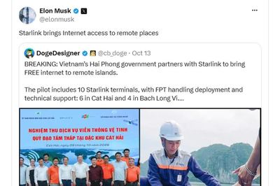 Tỷ phú Elon Musk chia sẻ thông tin Hải Phòng lắp đặt Internet vệ tinh Starlink tại đảo