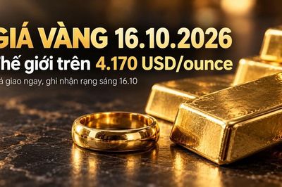 Giá vàng hôm nay 16.10.2026: Vàng thế giới vượt 4.170 USD/ounce