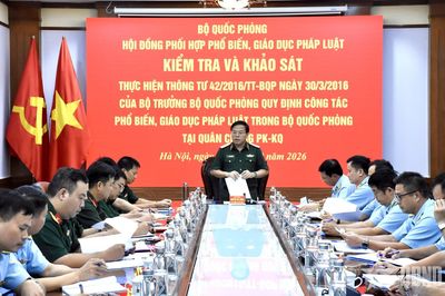 Hội đồng Phối hợp phổ biến, giáo dục pháp luật Bộ Quốc phòng kiểm tra Quân chủng Phòng không - Không quân