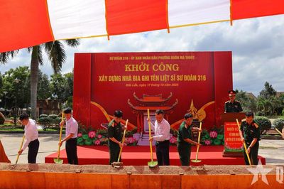Khởi công xây dựng Nhà bia ghi tên liệt sĩ Sư đoàn 316