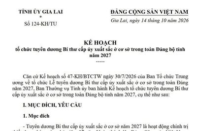 Ban Thường vụ Tỉnh ủy Gia Lai sẽ tuyên dương Bí thư cấp ủy xuất sắc ở cơ sở