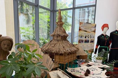 Trưng bày mô hình mộc bản chùa cổ, nhà rông và những chuyến điền dã thú vị