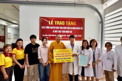 Chùa Tường Nguyên (TP.HCM) tặng 2 máy chạy thận nhân tạo đến Bệnh viện Khánh Hội