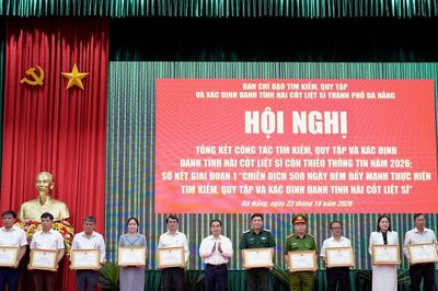 Thành phố Đà Nẵng đã tìm kiếm, cất bốc 120 hài cốt liệt sĩ