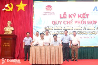 Phường Long Thành và Cảng hàng không quốc tế Long Thành ký kết quy chế phối hợp phục vụ khai thác Sân bay Long Thành