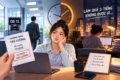 Đi muộn 15 phút bị trừ lương nhưng làm thêm 2 tiếng không được gì