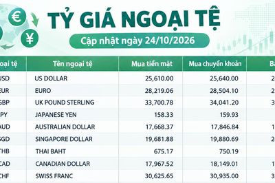 Tỷ giá ngoại tệ ngày 24/10: Nhiều đồng tiền vượt mốc 20.000 đồng