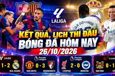 Kết quả, lịch thi đấu bóng đá hôm nay 26/10: Real Madrid hạ Barca