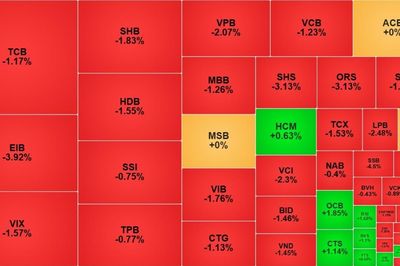 VN-Index mất mốc 1.770 điểm, cổ phiếu ngân hàng chìm trong sắc đỏ