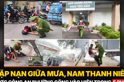 Gặp nạn giữa mưa, nam thanh niên được công an phường cõng vào viện trong 5 phút