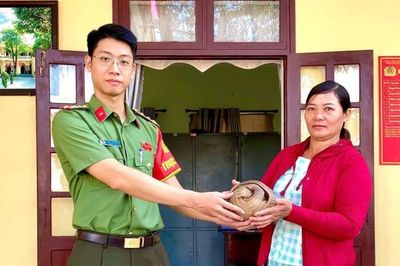 Giao nộp tê tê đi lạc vào vườn nhà