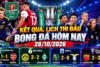 Kết quả, lịch thi đấu bóng đá hôm nay 28/10: CAHN thắng lịch sử, Arsenal bị loại sốc