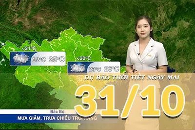 [Video] Dự báo thời tiết đêm nay và ngày mai 31/10/2026: Bắc Bộ, Trung Bộ giảm mưa, trưa chiều mai trời nắng