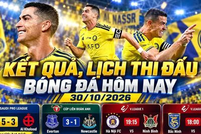 Kết quả, lịch thi đấu bóng đá hôm nay 30/10/2026: Ronaldo lập hat-trick