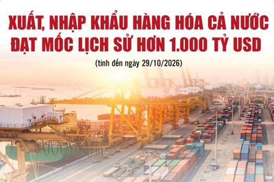 Infographics: Xuất, nhập khẩu hàng hóa cả nước đạt mốc lịch sử hơn 1.000 tỷ USD