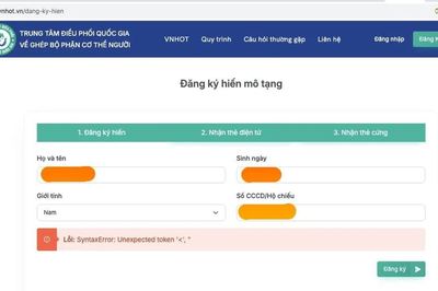 Tạm dừng đăng ký hiến mô tạng trực tuyến
