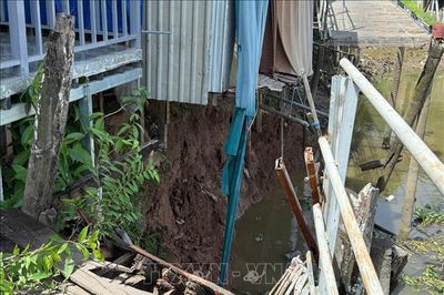 Sạt lở bờ sông Nam Kênh 10 Châu Phú (An Giang), thiệt hại khoảng 700 triệu đồng
