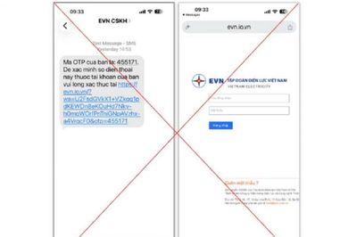 EVN cảnh báo thủ đoạn giả mạo tin nhắn OTP kèm liên kết lạ để đánh cắp thông tin khách hàng