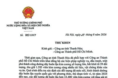 Thủ tướng Chính phủ gửi thư khen Công an tỉnh Thanh Hóa phá đường dây buôn lậu kim cương