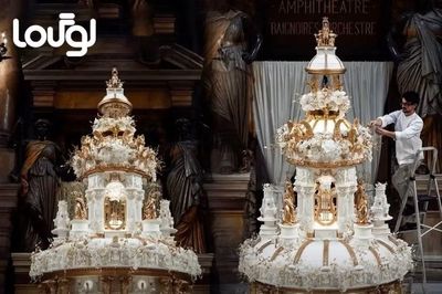 Choáng ngợp với chiếc bánh cưới nặng nửa tấn, trang trí bằng 33.000 cánh hoa