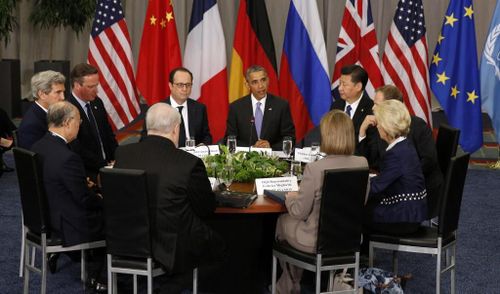 Lãnh đạo các nước P5+1 cùng EU và IAEA thảo luận về vấn đề hạt nhân Iran năm 2015. Ảnh: Reuters.