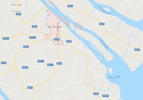 TP Trà Vinh (khoanh đỏ), nơi người phụ nữ bị lừa mất 838 triệu đồng. Ảnh: Google Maps.
