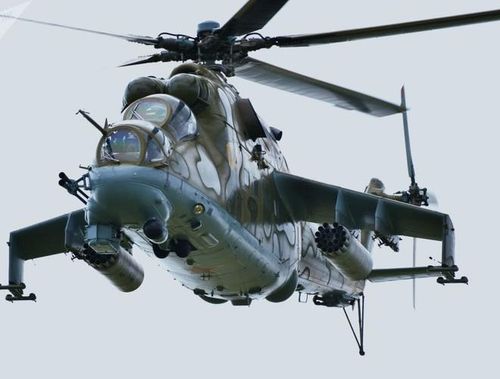  Máy bay trực thăng Mi-24 trên thao trường Chebarkulskiy (Nam Ural) trong khuôn khổ cuộc tập trận chống khủng bố “Sứ mệnh hòa bình - 2018” của lực lượng vũ trang các nước thành viên SCO 